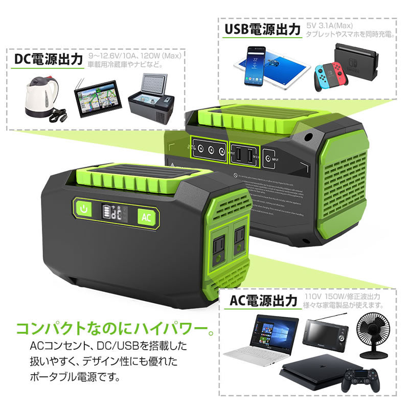 ポータブル電源 大容量 45,000mA h ポータブルバッテリー 防災 停 電 災害 iPhone Android スマホ 車中泊 アウトドア キャンプ 家 庭用蓄電池