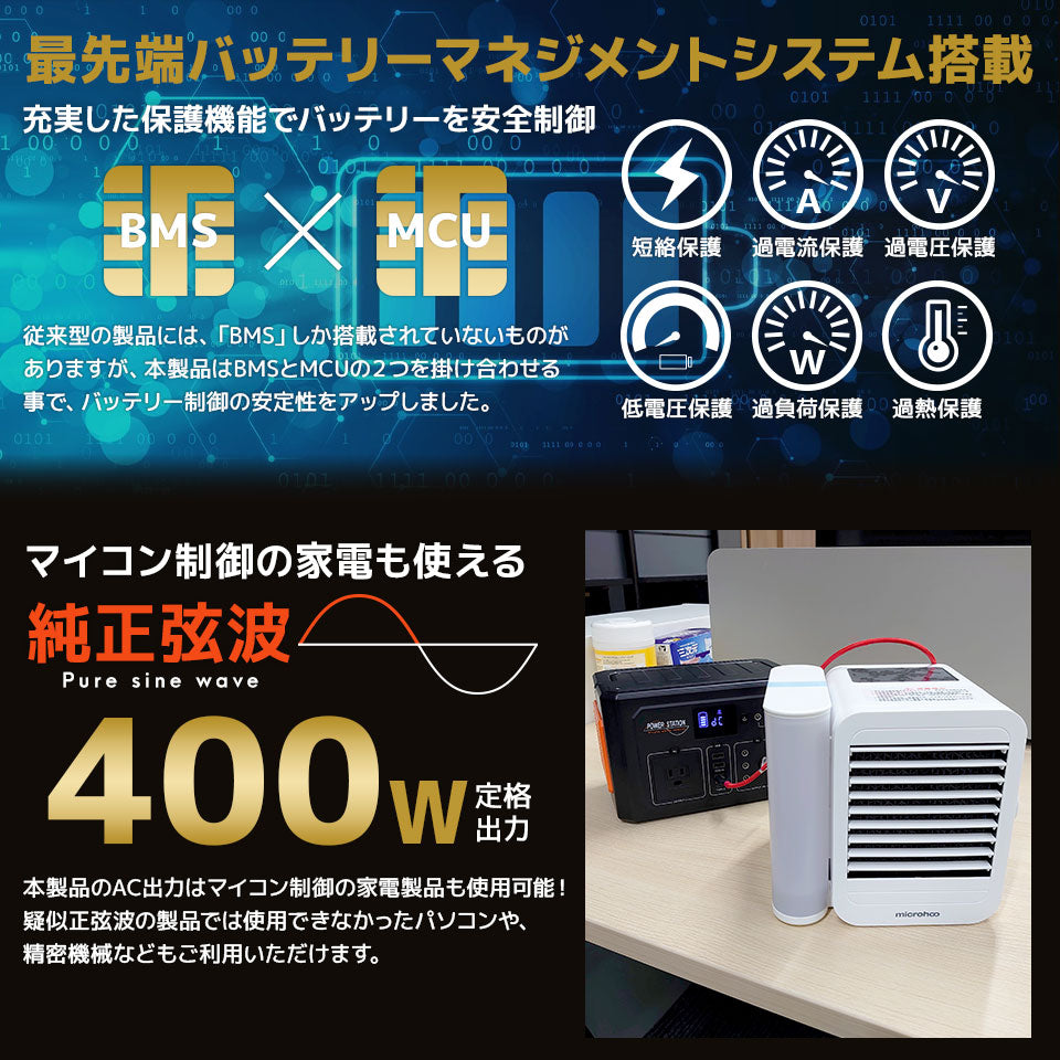 ポータブル電源 400W 大容量 109 ,200mAh/404Wh ポータブルバッテ リー 防災 停電 災害 iPhone And roid スマホ 車中泊 アウトドア キャンプ 懐中電灯 家庭用蓄電池
