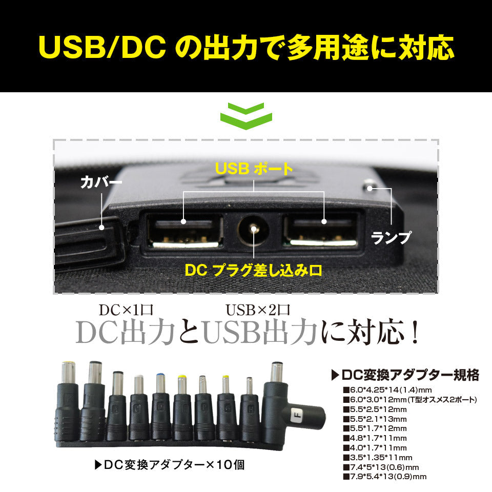 ソーラーパネル 60W 太陽光発電 ソーラーチャージャー 折り畳み 充電 2USB出力 DC出力 防災グッ ズ 停電対策 車中泊 アウトドア キャンプ