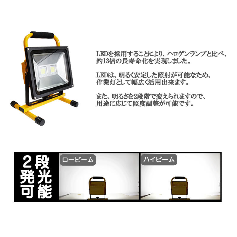 LEDライト LED投光器 屋外 充電式 100W LED 昼光色 最大9600LM ポータブル コ ードレス 防水 ハイパワー 1個