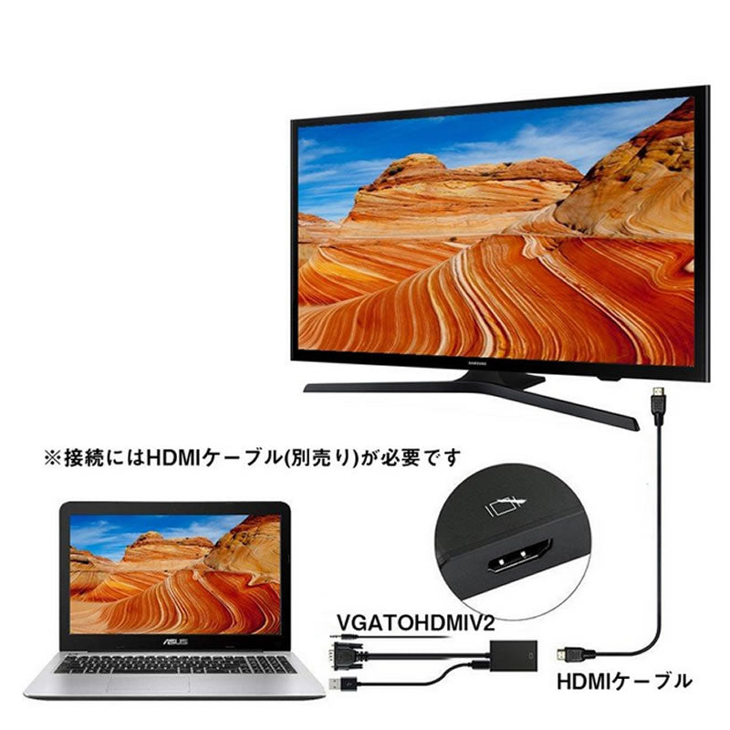 VGA から HDMI へ変換 アダプタ コンバーター ステレオミニジャ ック プロジェクター テレビ プ レゼンに