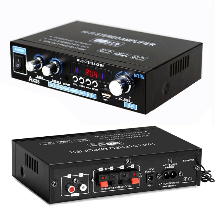 オーディオアンプ 2ch Bluetooth 5.0対応 30W+30W 実効最大300W+300W 多機能 USB/microSD Hi-F iステレオ 電源内蔵型 ACアダプター可 リモコン付