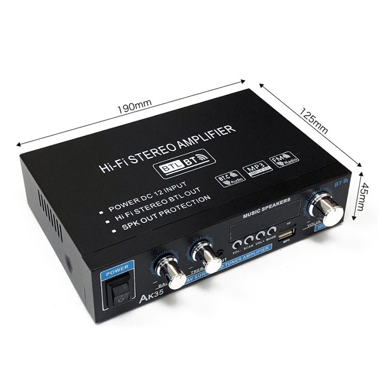 オーディオアンプ 2ch Bluetooth 5.0対応 30W+30W 実効最大300W+300W 多機能 USB/microSD Hi-F iステレオ 電源内蔵型 ACアダプター可 リモコン付