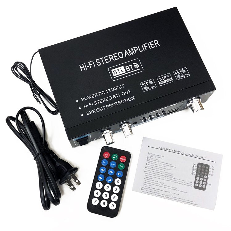 オーディオアンプ 2ch Bluetooth 5.0対応 30W+30W 実効最大300W+300W 多機能 USB/microSD Hi-F iステレオ 電源内蔵型 ACアダプター可 リモコン付