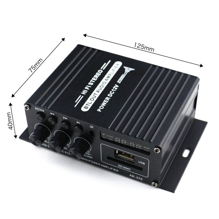 オーディオアンプ 2ch Bluetooth 対応 出力20W+20W USB/SDカード 再生可 アルミ Hi-Fiステレオアンプ 2Aアダプター/リモコン付 多機能アンプ