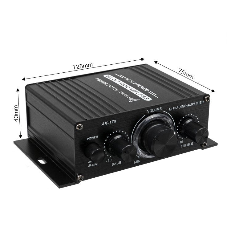 オーディオアンプ 小型2ch 出力20W+20W 車載用に アルミ コンパクト Hi-Fiステレオアンプ 12V/2 Aアダプター付属 各種音楽プレーヤー