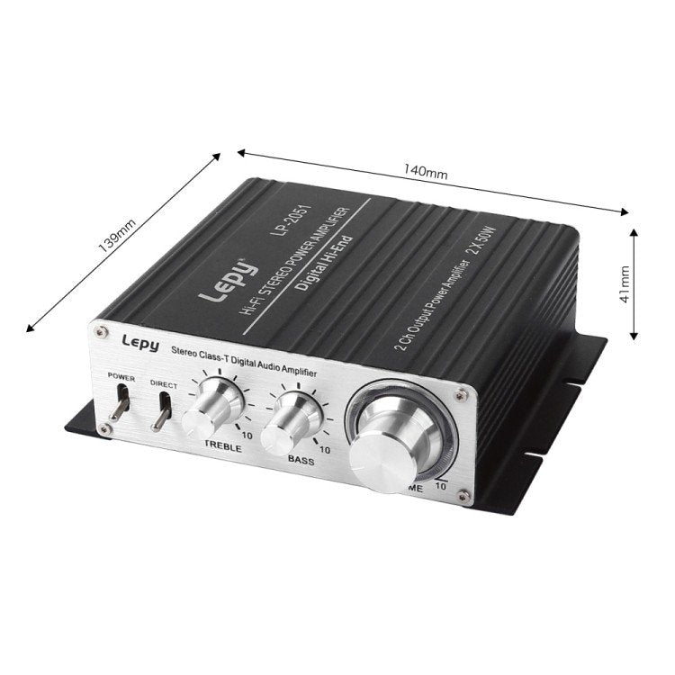 LEPY社 パワーアンプ デジタルアンプ オーディオアンプ コンパクト 高出力50W+50W Hi-Fi 2ch Tripath LP-2051搭載 アルミボディ PSE認証 アダプター付属