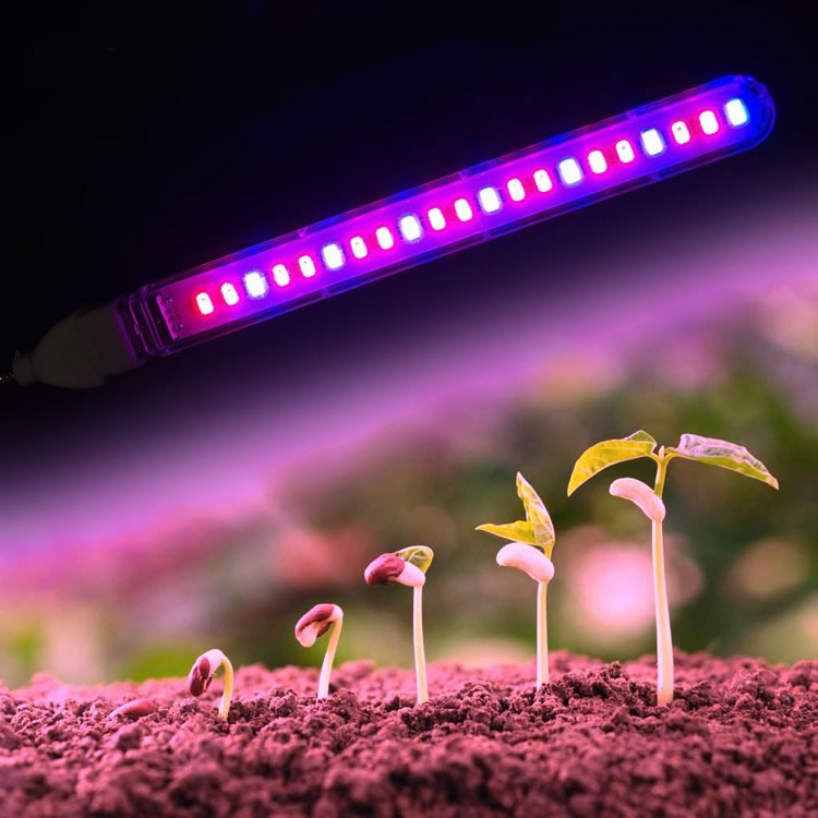 植物育成ライト LED 10W 5V USB 給電 バーライト室内植物の成長を促進 赤色+青色 フルスペクトル LED21灯 フレキシブルネック 合成促進