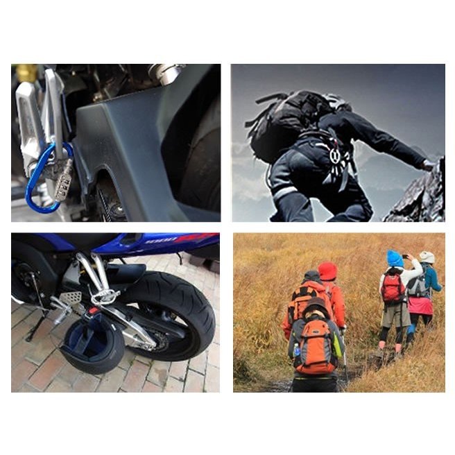 万能ロックホルダー ナンバー式 カラビナ バイク用ヘルメットホルダー 簡単設置 防犯 盗難防止