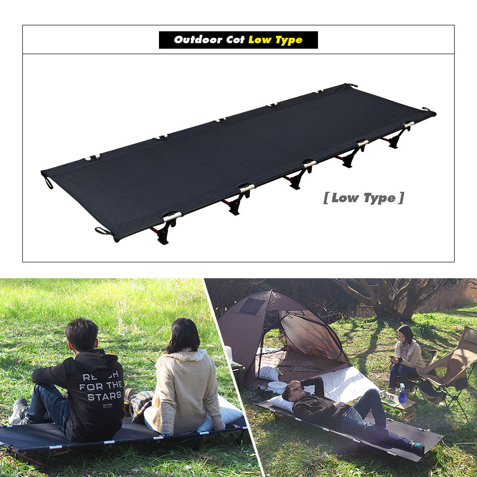 アウトドアコット ロータイプ 軽量 収納コンパクト 耐荷重150kg アウトドア キ ャンプ ベッド アルミ BBQ ソロキャンプ 運動会 防災グッズ