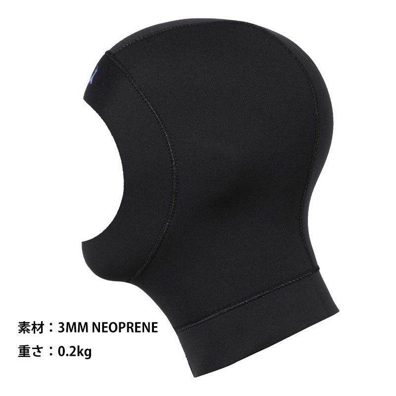 ダイビングフード 3mm 保温防寒 男女兼用 耐久性 ネオプレン素材サーフフード サーフィン・シュノーケリングにも アウトドア ブラック