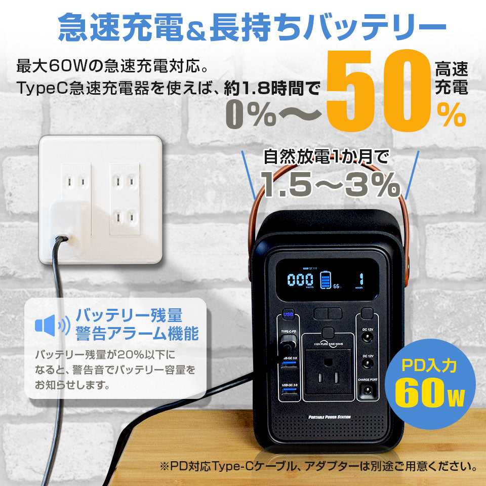 ポータブル電源 150W 470,270mAh /174Wh ポータブルバッテリー アウトドア キャンプ 防災グッズ 停電対策 停電グッズ iPhone Android スマホ 車中泊 家庭用蓄電池