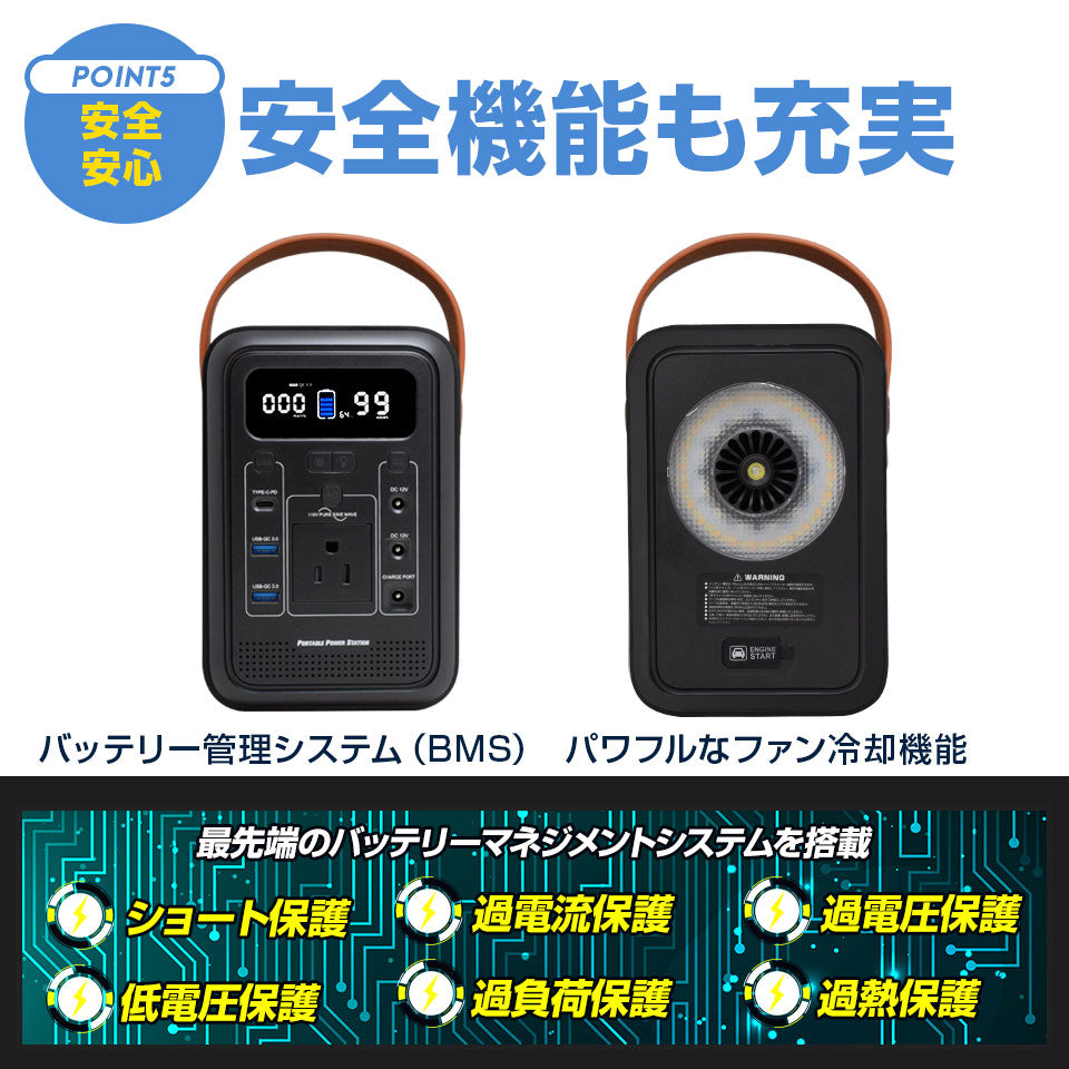ポータブル電源 150W 470,270mAh /174Wh ポータブルバッテリー アウトドア キャンプ 防災グッズ 停電対策 停電グッズ iPhone Android スマホ 車中泊 家庭用蓄電池
